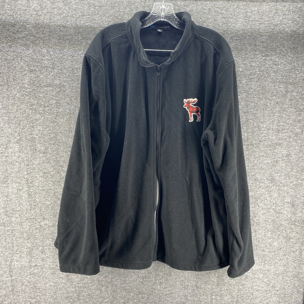 Norwegian Cruise Line Fleece Jacket Mens XXL Black Excellent Moose Embroidery